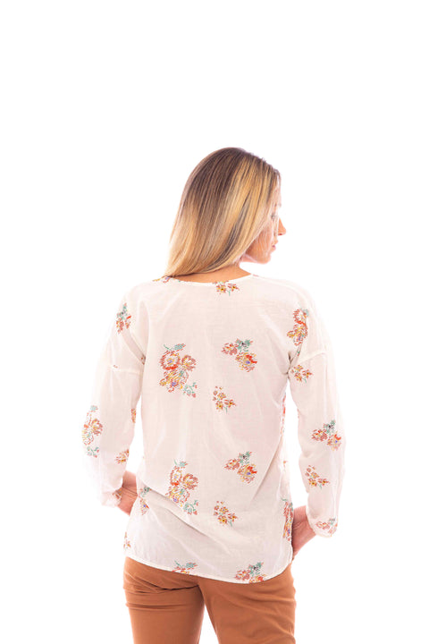 BENEDETTA - Half button floral print organic cotton shirt - Local Apparel