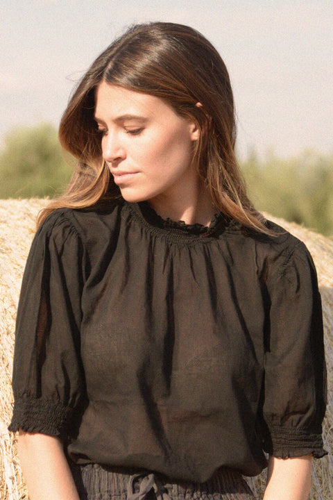 BONITA - Blusa in cotone organico, colore nero