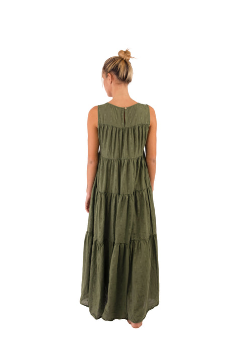 ISOTTA - Sleeveless embroidered midi dress in organic cotton - Local Apparel