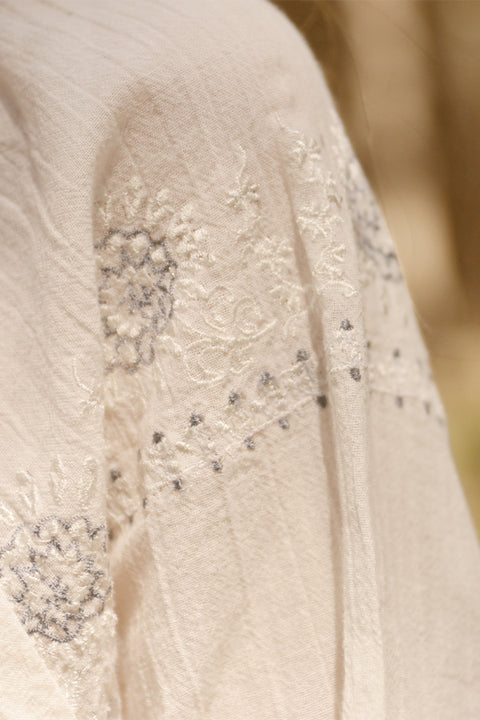 CLEO - Blusa in cotone, colore bianco sabbia