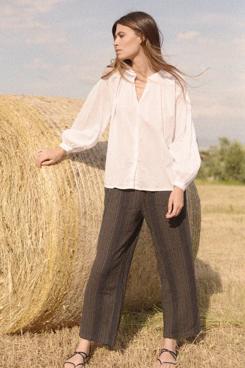 AALINA - Pantalone in cotone, colore nero slavato
