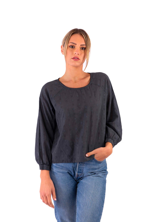 BELINDA - Embroidered round neck shirt in organic cotton - Local Apparel