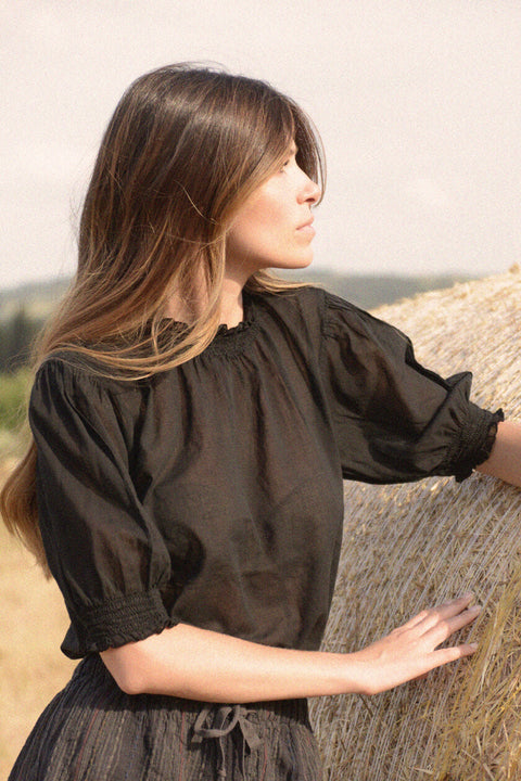 BONITA - Blusa in cotone organico, colore nero