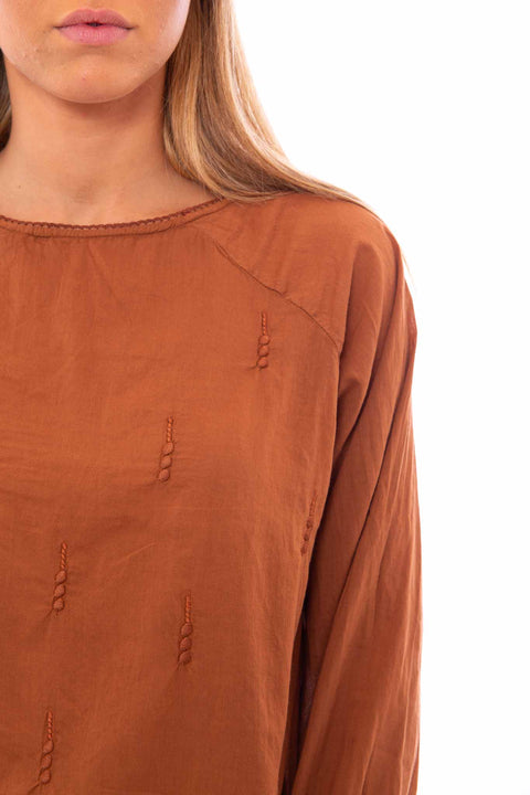 CANDLE - Embroidered round neck shirt in organic cotton - Local Apparel