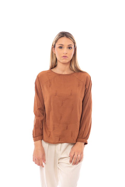 CANDLE - Embroidered round neck shirt in organic cotton - Local Apparel