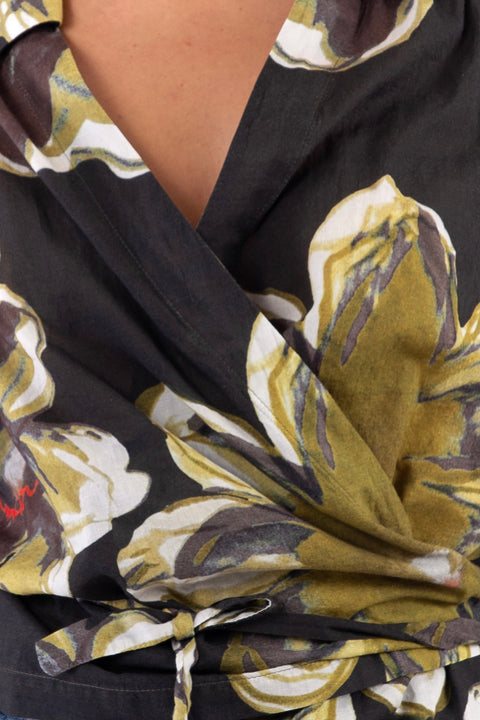 CARLOTTA - Floral print wrap cotton shirt - Local Apparel