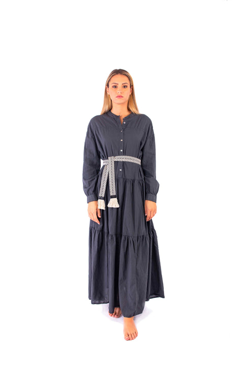EMILY - Solid color maxi dress in cambric cotton - Local Apparel
