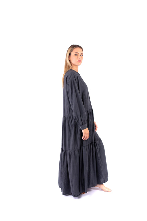 EMILY - Solid color maxi dress in cambric cotton - Local Apparel