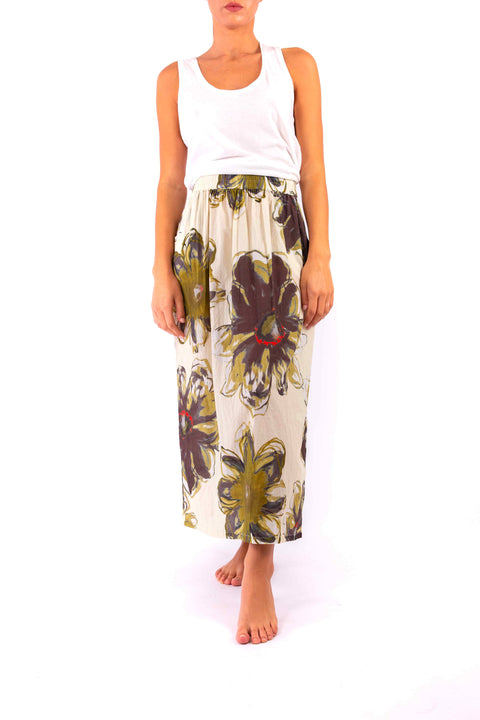 EVITA - Floral print straight skirt in organic cotton - Local Apparel