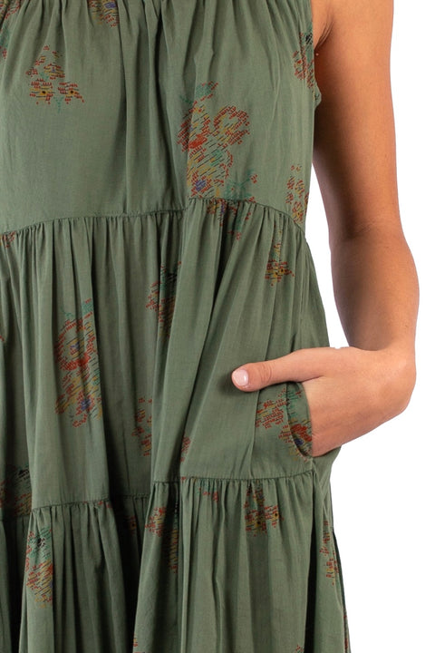 ISOTTA - Sleveeles printed midi dress in organic cotton - Local Apparel