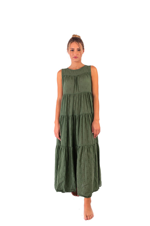 ISOTTA - Sleeveless embroidered midi dress in organic cotton - Local Apparel