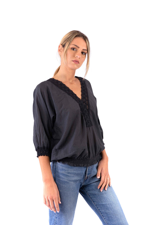 KATRIN - Elastic waist v-neck shirt - Local Apparel