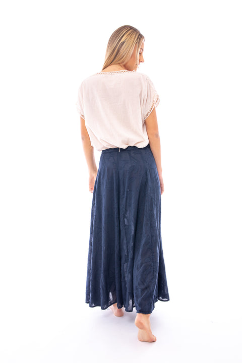 LEA - Embroidered a-lie maxi skirt in cotton voile - Local Apparel