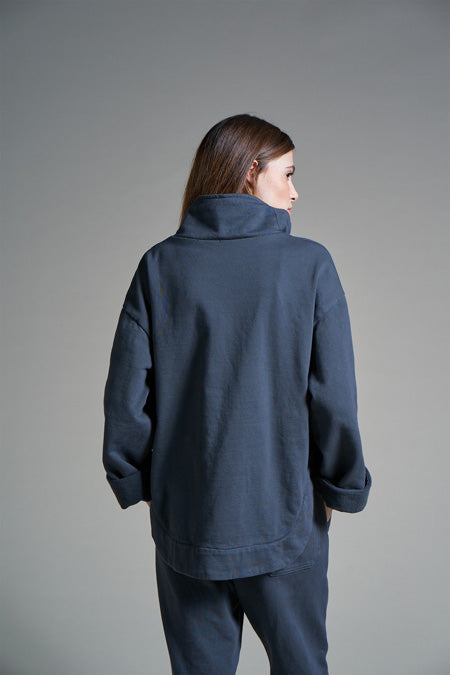 LETIZIA - Over fleece with crossed collar in warm cotton - Local Apparel