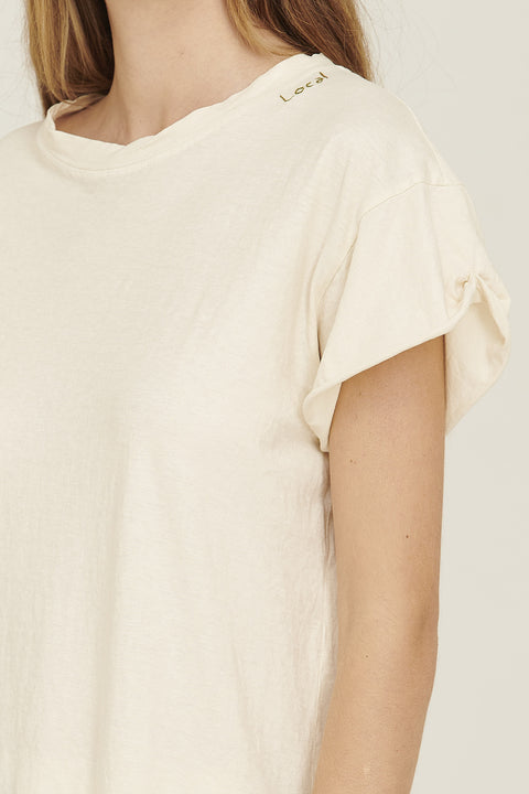 GRETA - T-shirt in cotone organico con scollo tondo, colore naturale