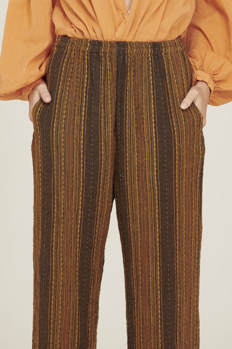 AALINA - Pantalone in cotone, colore terra