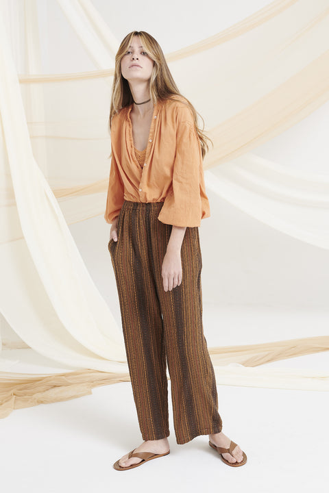 AALINA - Pantalone in cotone, colore terra