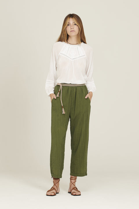 AALINA - Pantalone in cotone, colore militare