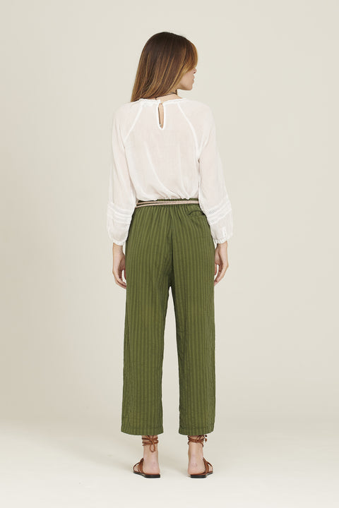 AALINA - Pantalone in cotone, colore militare