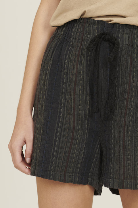 DRUSILLA - Pantalone corto in cotone, colore nero slavato