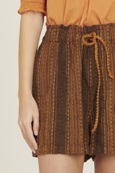 DRUSILLA - Pantalone corto in cotone, colore terra