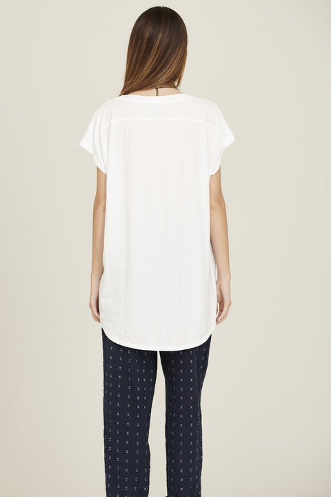CRIA - T-shirt in cotone organico jersey con scollo tondo, colore bianco