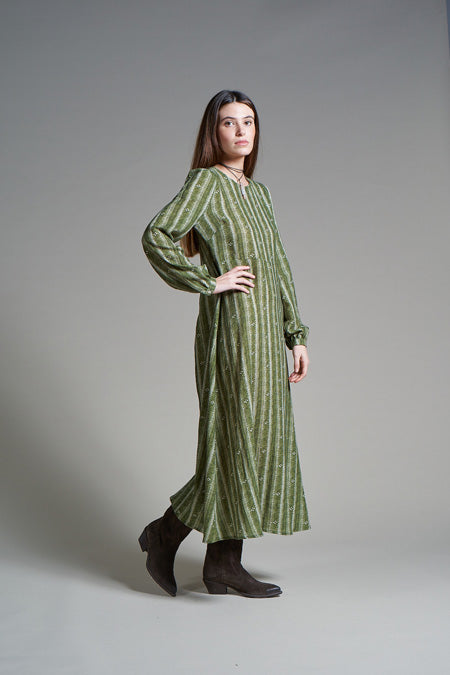 MARIA - Long dress in warm cotton florean print - Local Apparel